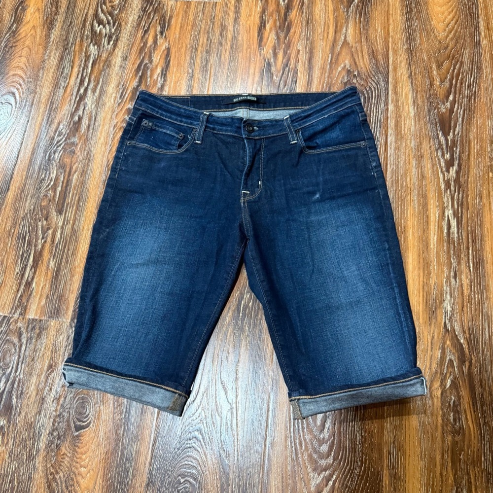 Big Star 1974 Maddie Bermuda Denim Shorts Dark Wash Blue Womens Size 30